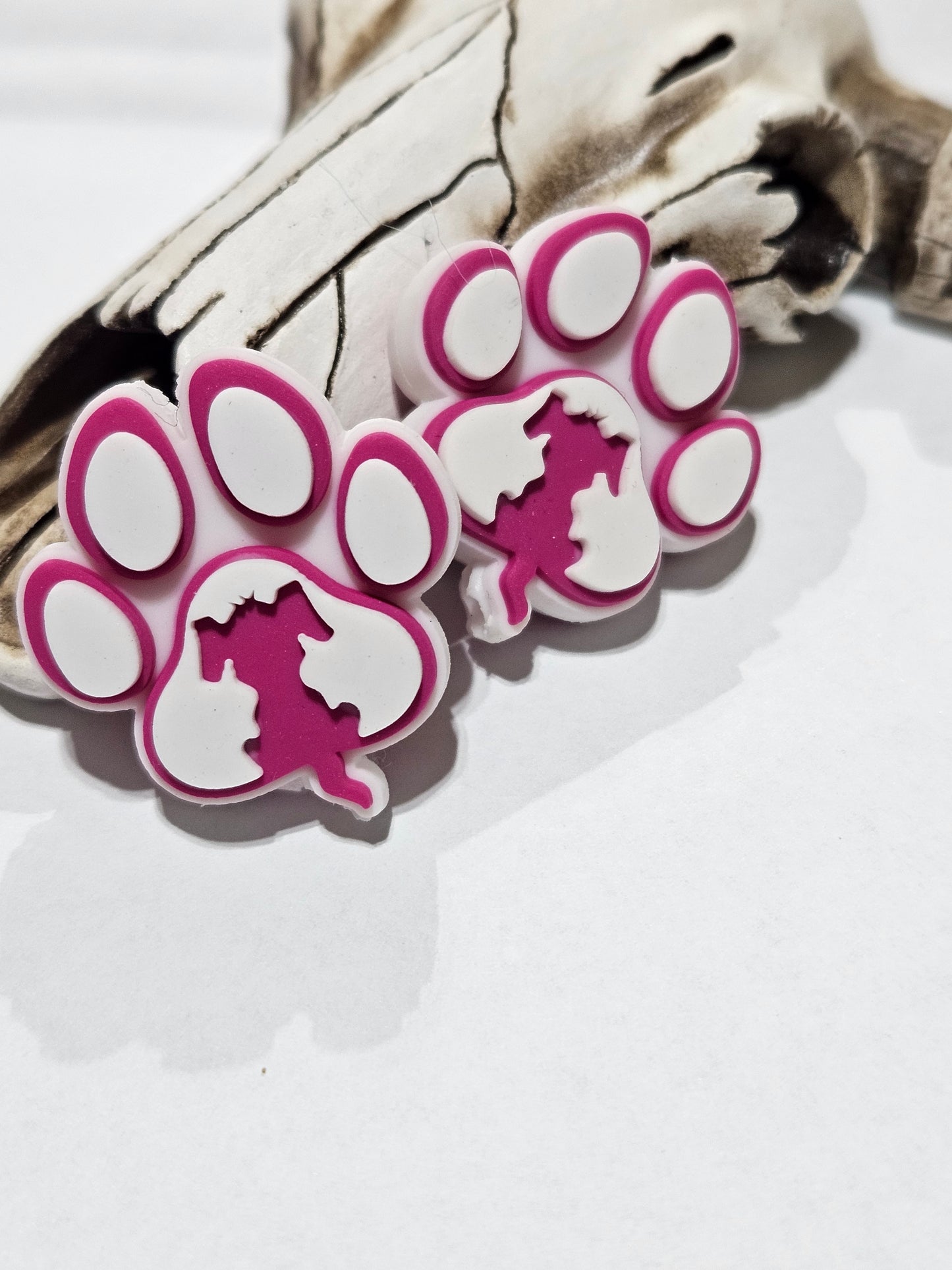 Pink/white Paw Silicone Focal