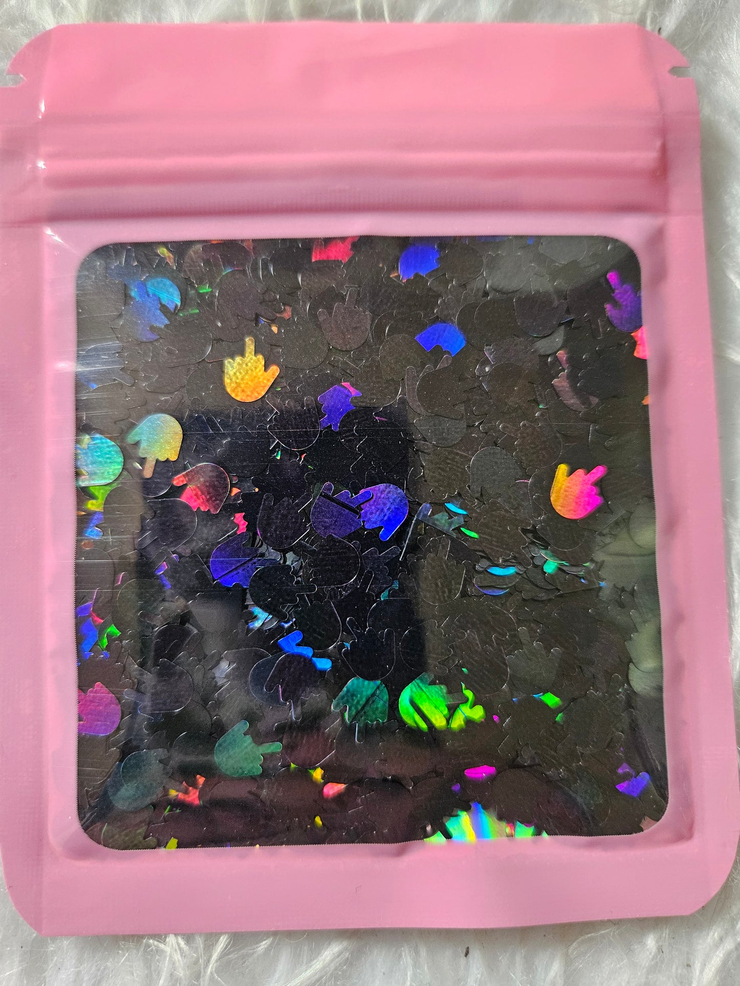 Finger holographic glitter shape