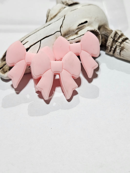 Plain Pink Silacone Bow Focal